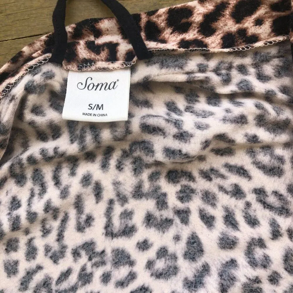 SOMA Intimates Cheetah Print Kimono Wrap Robe Small/Medium